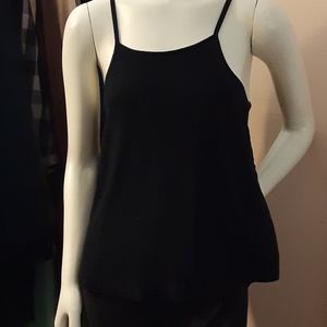 SO Comfy Black Swing Tank w/Corset Tie Back sz L